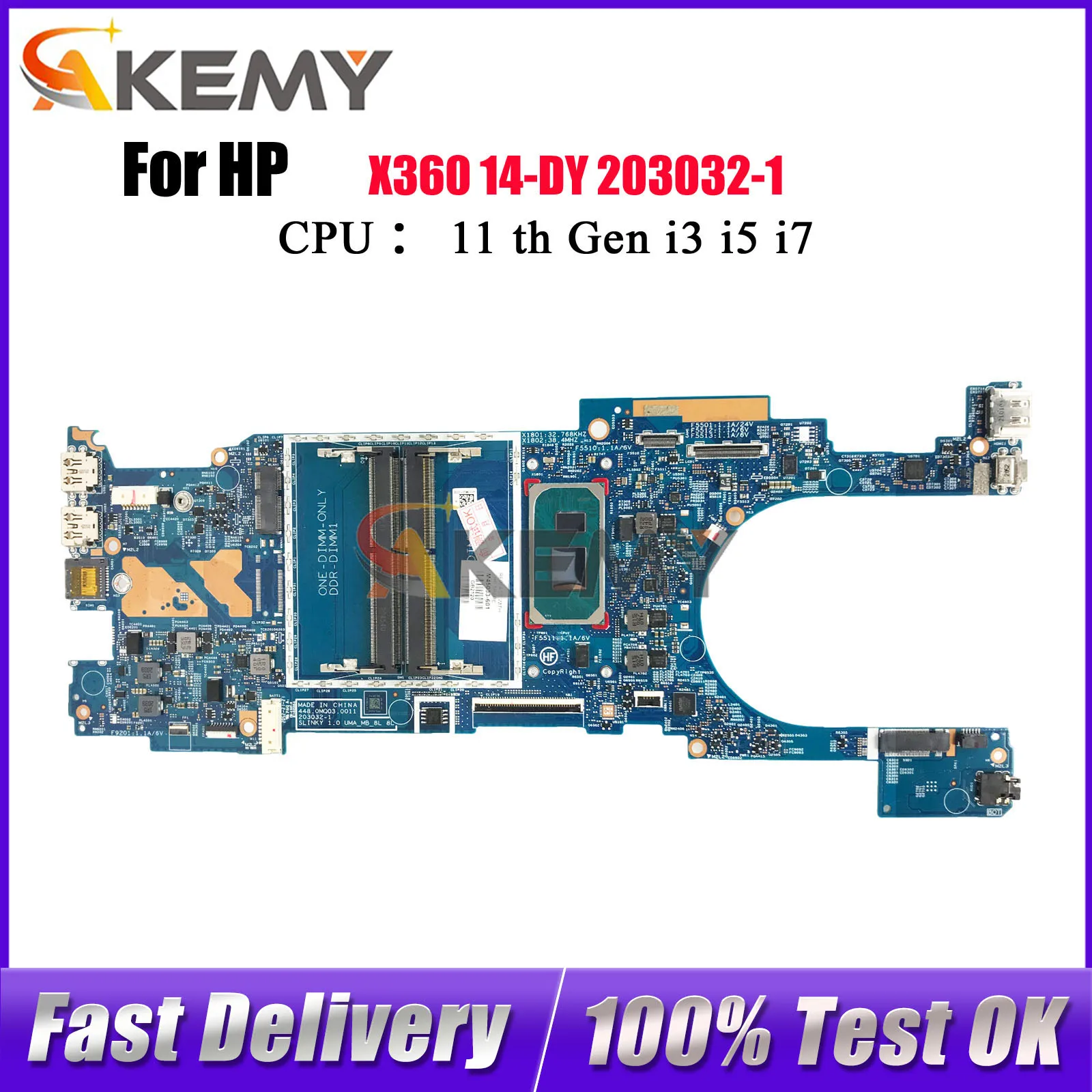 

For HP Pavilion 14-DY 14T-DY 203032-1 Laptop Motherboard With i3 i5 i7 11th CPU DDR4 M45749-601 M45032-601 100% Fully Tested