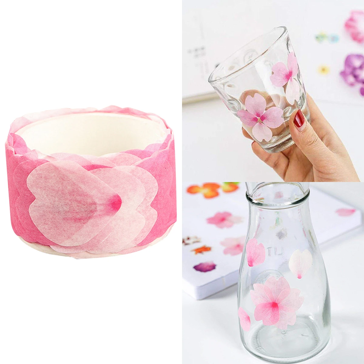 Creative Cherry Blossom Petal Masking Tape Masking Roll Sticker Sealing Tile Application Tape Small Tile Roll Decoration