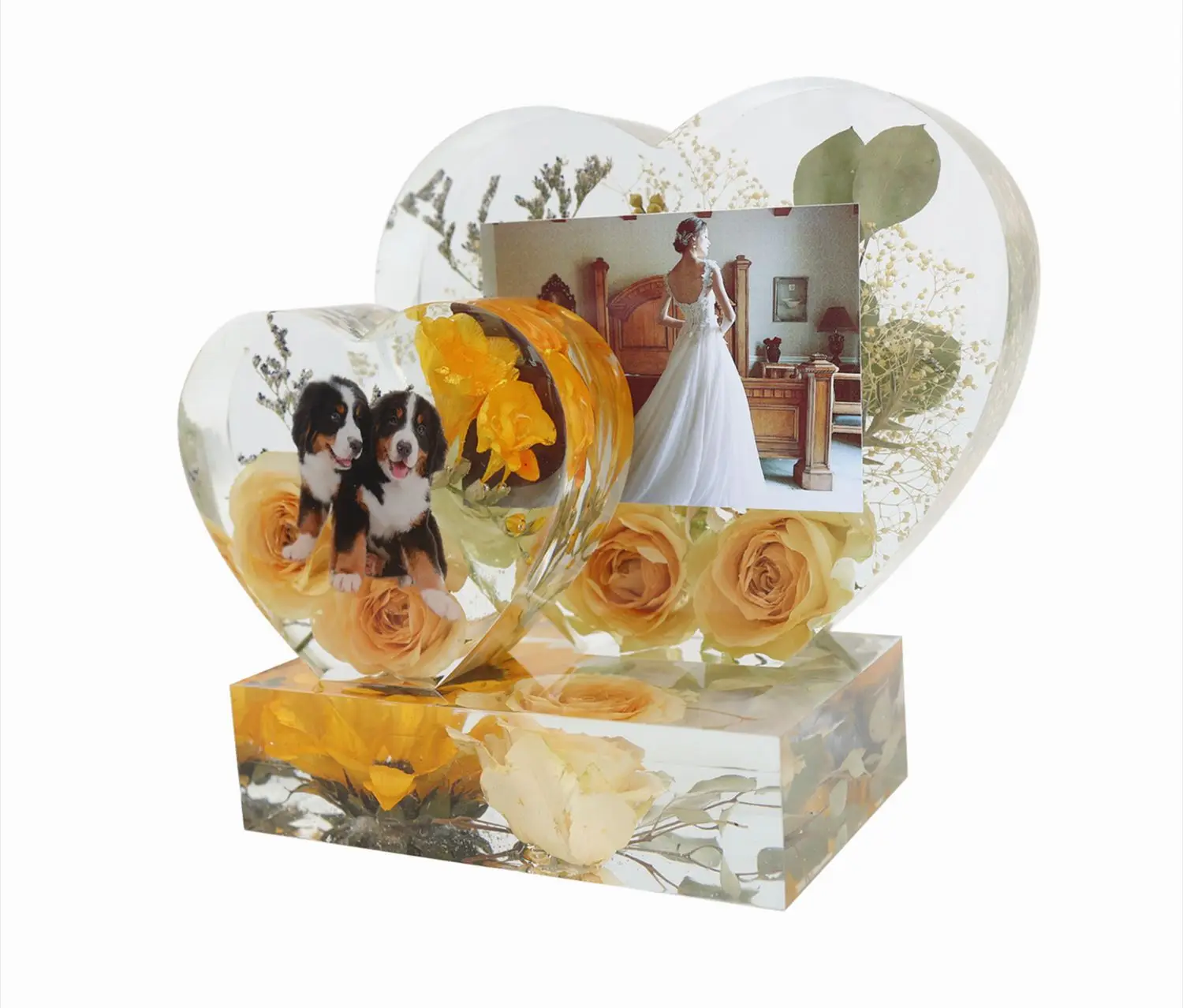 DIY Crystal Epoxy Resin Love Photo Frame Mold Rectangular Base Heart Decoration Photo Ornament Silicone Mould