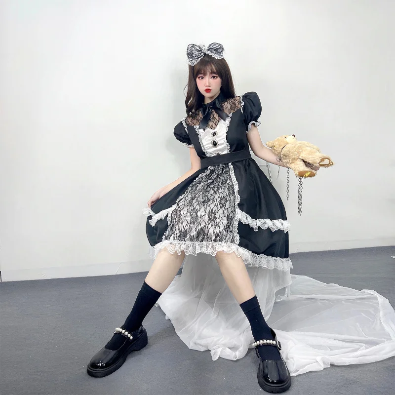 

Maid Dress Japanese Costume Cute Student Dress Big Guy Lolita Suit Two Yuan Plus Size Clothing Everyday Gothic Lolita