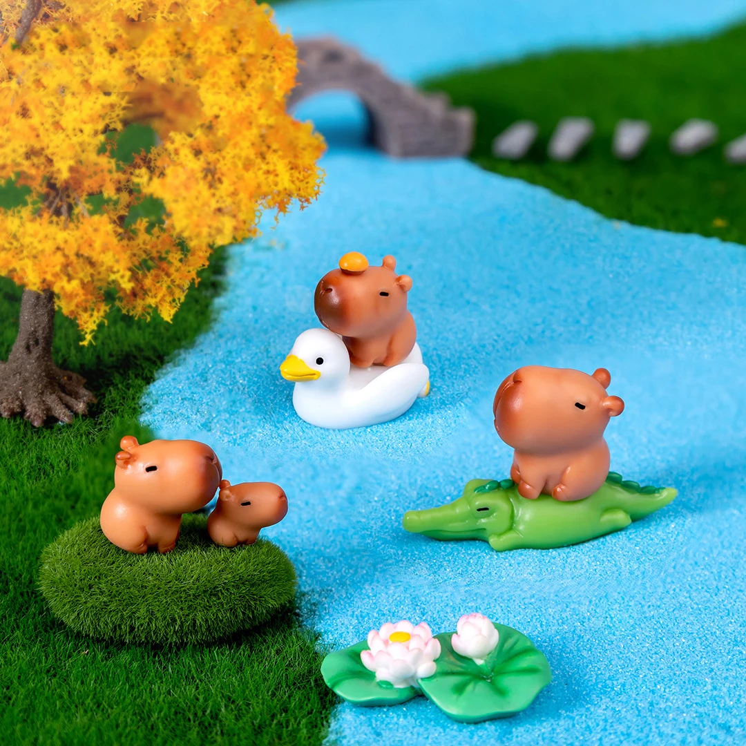 Creative Ins Cartoon Cute Capybara Small Doll Toy Model Micro Landscape Ornament DIY Aquascape Decorations Desktop Ornament