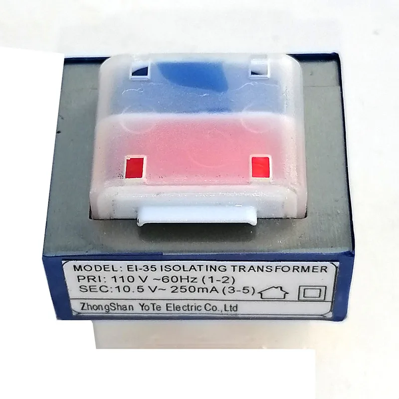 1PCS EI35 Power Transformer AC 110V input voltage 60Hz 10.5V output voltage250mA Magnetic Core Open frame type