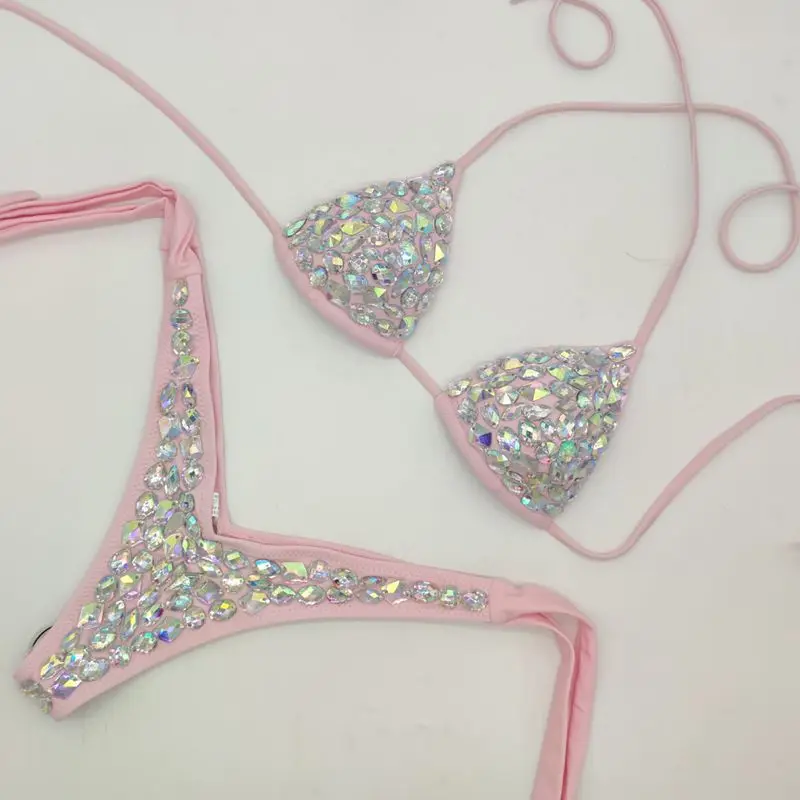 2026 Newest Crystal Bikini Swimwear Bar Bikini Fashion Bi kini Swimming Suit Bar Bik ini Top Diamond Bikini Handmade Bi kini Set view 2