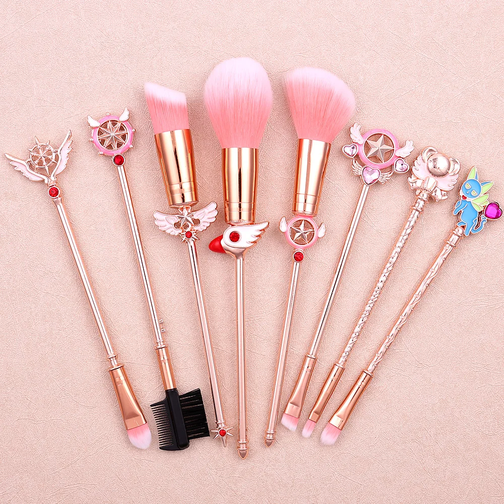 8Pcs Magic Girl Make Up Brush Set Cute Sailor Moon Cosmetics Brush Foundation Highlight Brush Eye Shadow Makeup Soft Brush