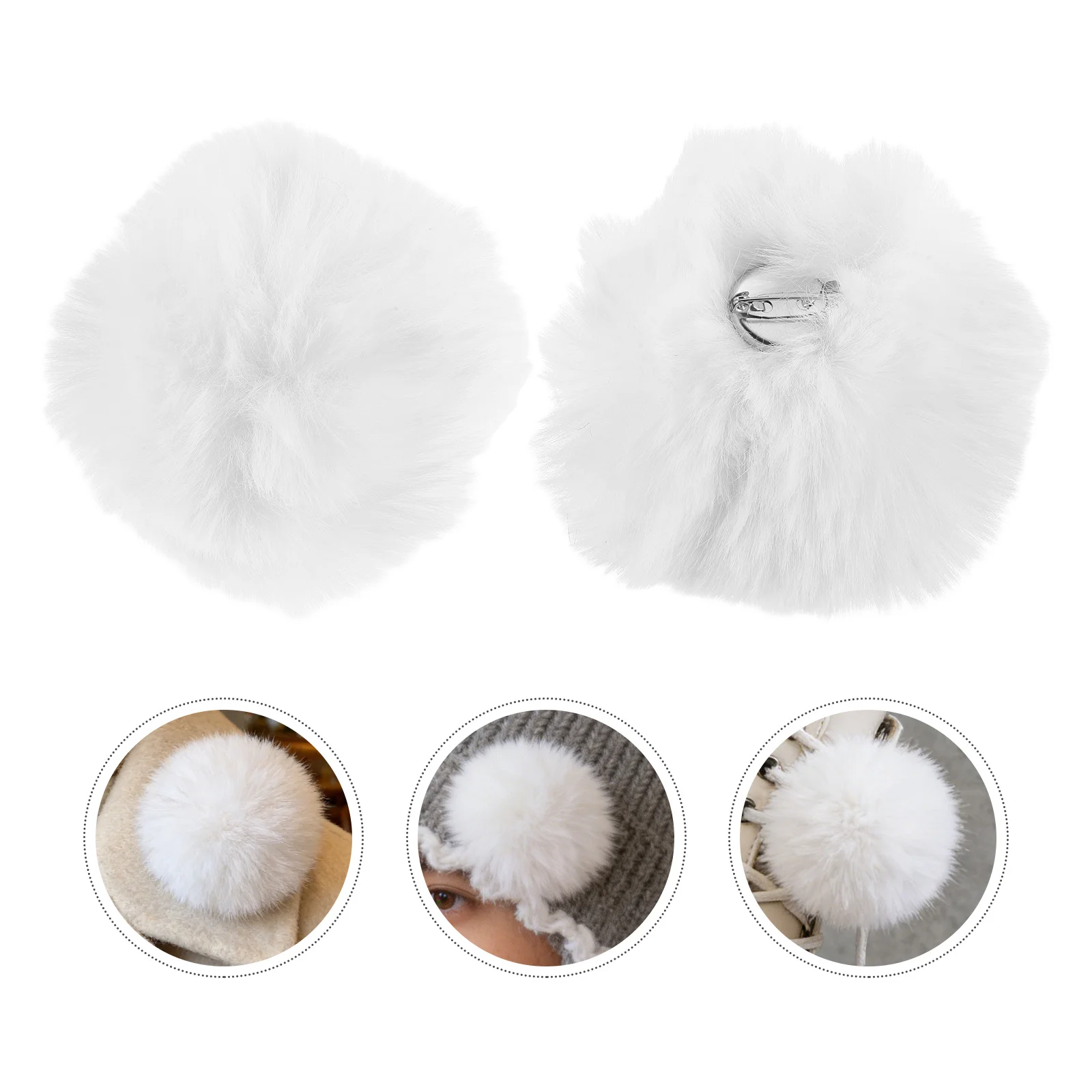 

12Pcs Clip on Pompom Balls White Faux Soft Shoe Pins for Hats Clothes Crafts Detachable Pom Poms Charming Decorative Accessories