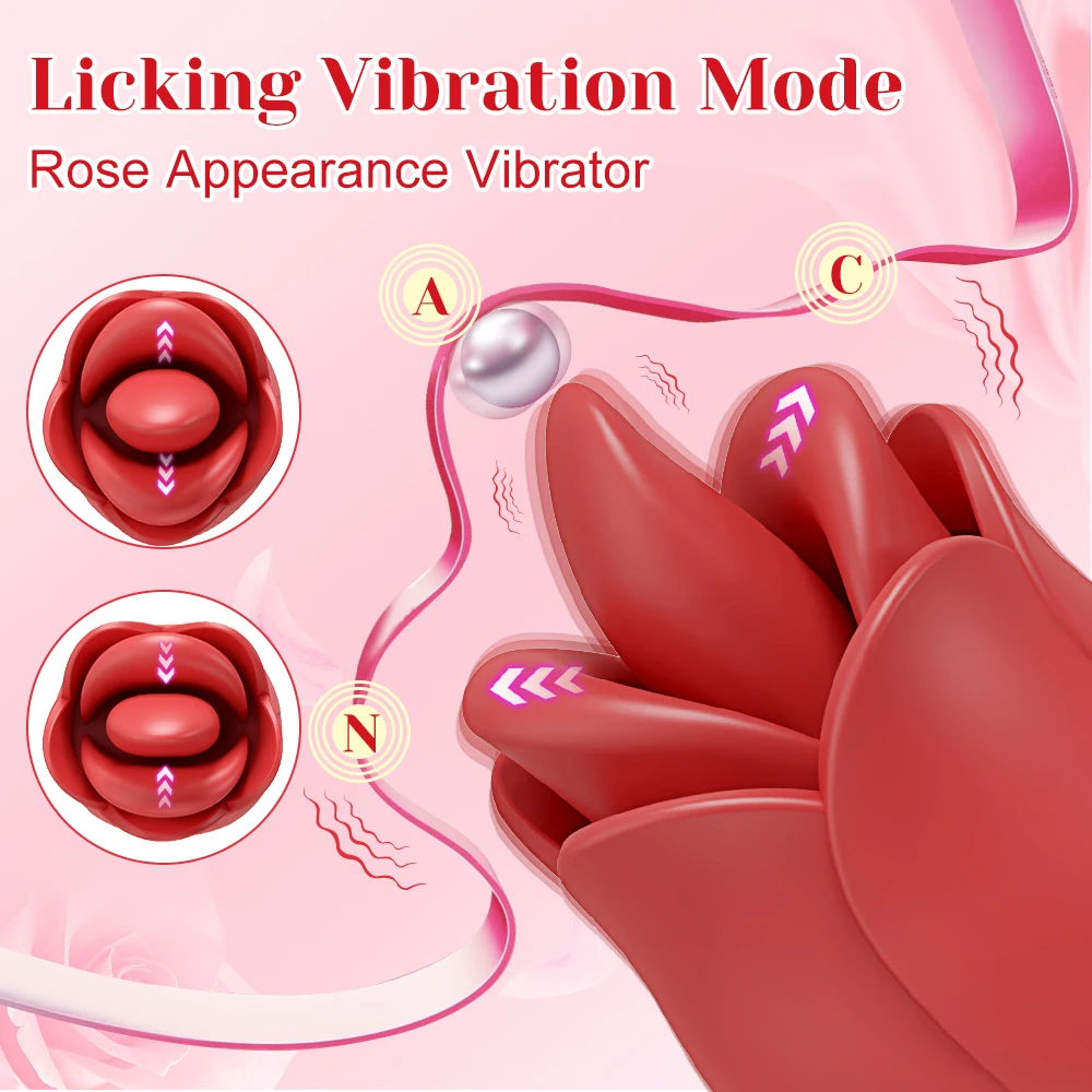 Rose Powerful Swing Tongue Licking Vibrator Clit Nipple Vibration Massage Vibrators G Spot Masturbation Sex Toys for Women Adult