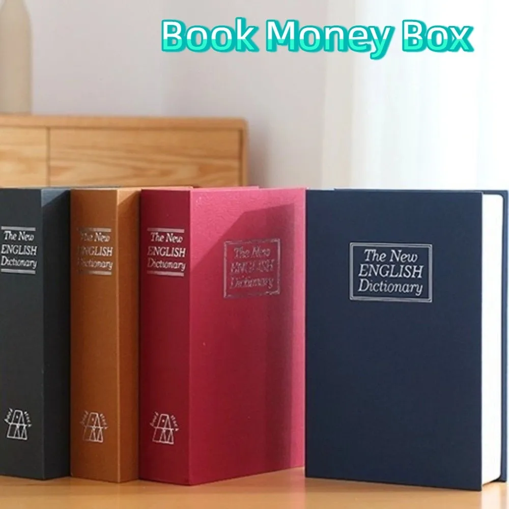 Decorative Book Metal Book Money Box Simulation Combination Lock Secret Safe Hollow Book Cash Coin Storage Box Valuables Storage