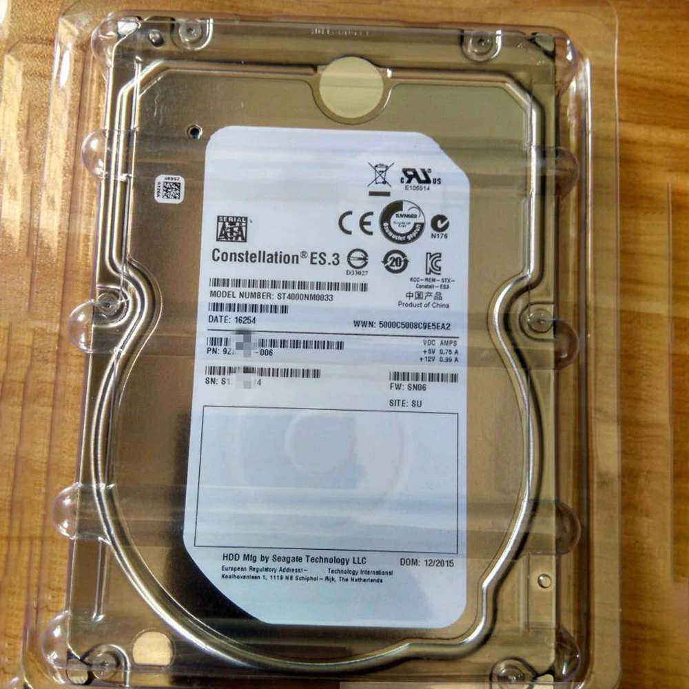 ST4000NM0033 ฮาร์ดดิสก์เซิร์ฟเวอร์ HDD 0THGNN 4T 7.2K SATA 3.5" ฮาร์ดไดรฟ์ 6G