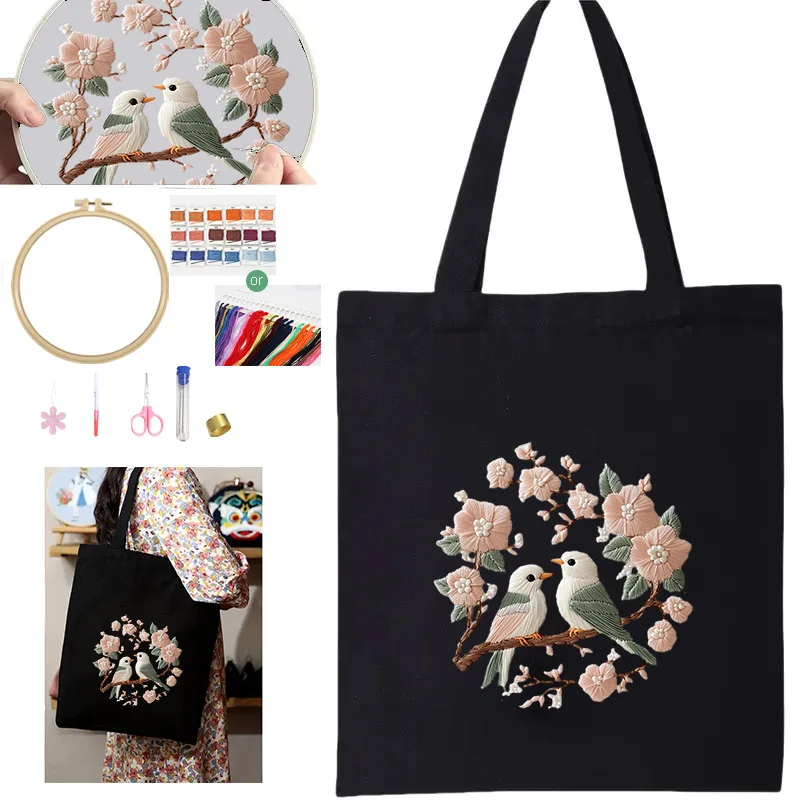 الوردي الطيور حقيبة التطريز كاتب كيت DIY كيت الخياطة الفن إبرة الفن الحرفية اللوحة