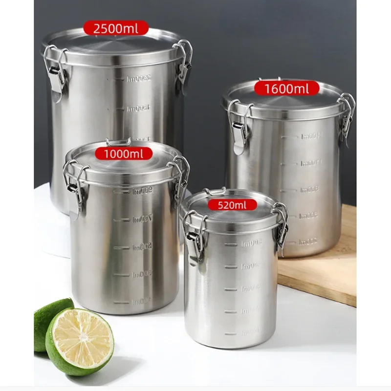 Airtight Stainless Steel Coffee Canisters With Lids Kitchen Food Storage Containers Tea Sugar Tank Seal Jars Sealing Cans