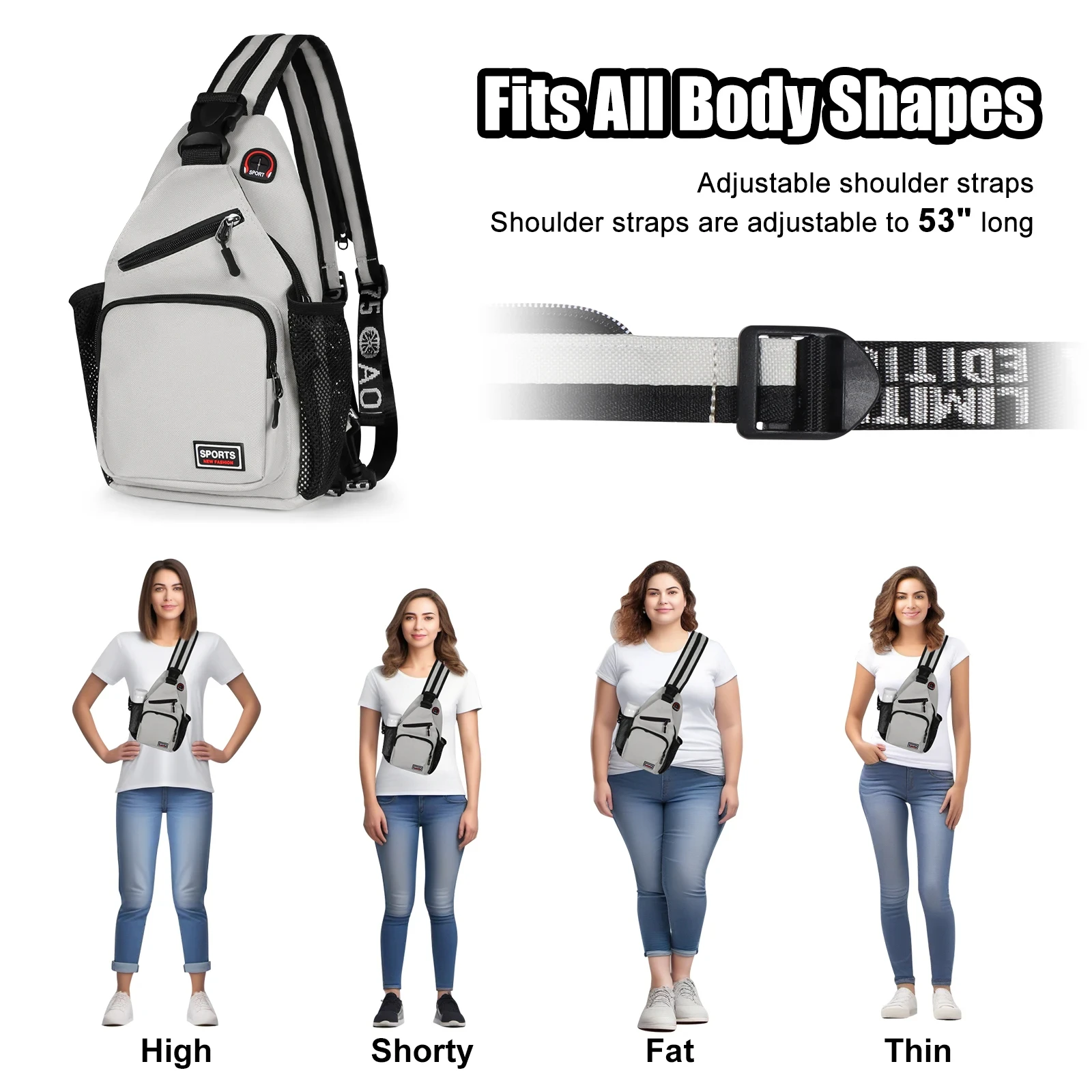 Polarshe Travel Sling Backpack Men Chest Bag With Earphone Hole Outdoors Women Small Crossbody Chest Bag Multi-Function Backpack image 6