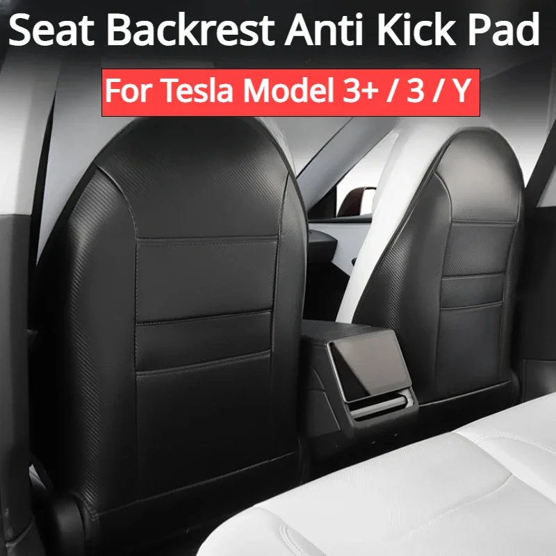 Voor Tesla Model 3 Highland 2024 Rugleuning Beschermende Mat Lederen Auto Anti Kick Pad Protector Kind Anti Vuile Auto accessoires