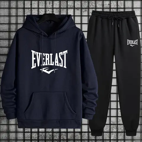 2025 신상 남성 스포츠웨어 후드 스웨트셔츠와 블랙 스웨트팬츠 가을 겨울 도시 캐주얼 패션 따뜻한 후디 트랙수트