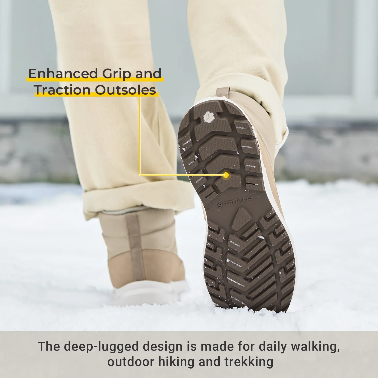 Fittington أحذية نسائية شتوية أحذية واسعة للمرأة أحذية معزولة دافئة مقاومة للانزلاق الكاحل كعوب منخفضة أحذية الثلوج مقاوم للماء #3