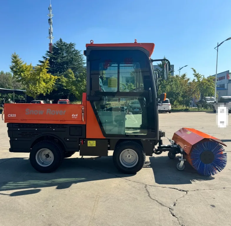 Heavy Duty 4 Wheel Drive 25HP Snow Sweeper with 140cm Electric Adjustable Brush and Full-time 4WD Traction System 2200lb