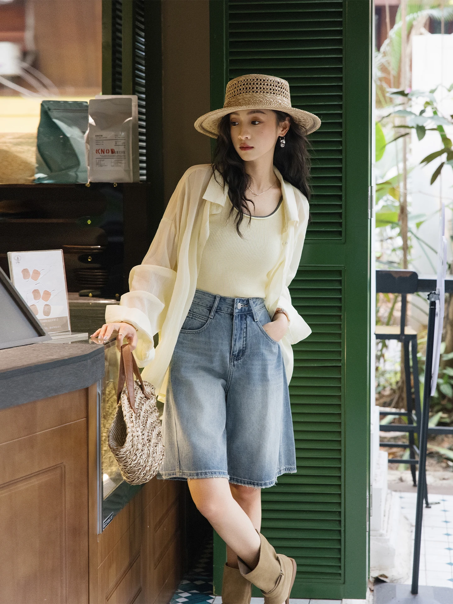 

Женская желтая рубашка свободного кроя с длинным рукавом, тонкая, летняя, с защитой от солнца, повседневная верхняя одежда в корейском стиле, с текстурным полосатым узором, размер S