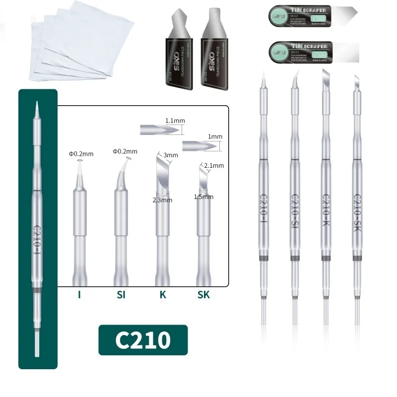 Puntas de pistola para soldar C210 I/K/Si/SK, núcleo de calefacción 210, conducción de calor eficiente YIHUA para reparación de estaciones de soldadura