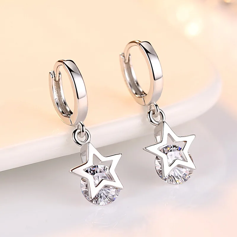 

925 Sterling Silver Earrings Zircon Flower for Women Luxury Wedding Jewelry Elegant Female Accessories Fashion Gift