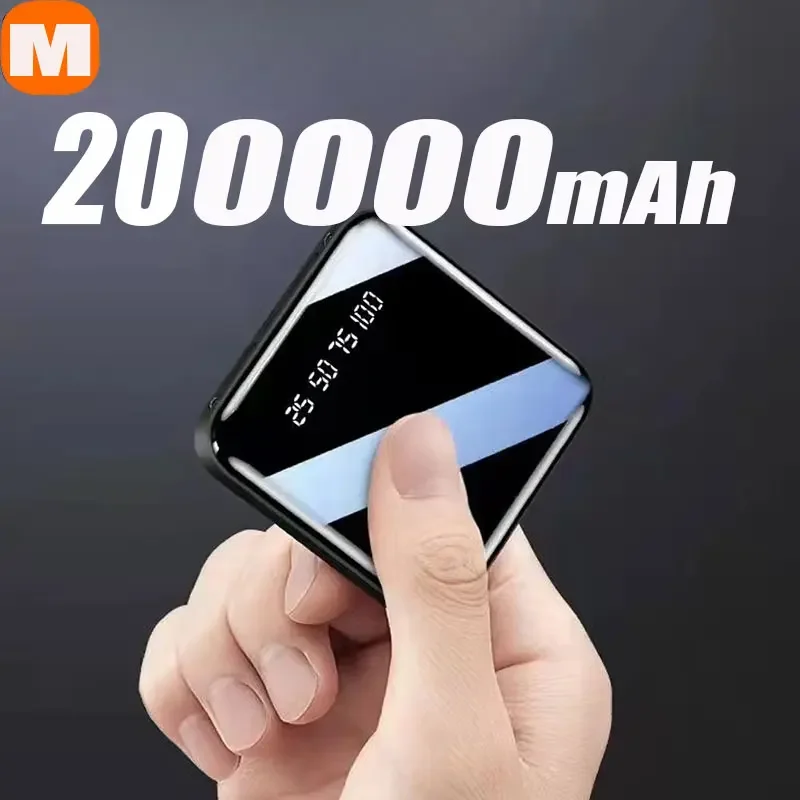 Mini Power Bank Portable 200000mAh Fast Charging Powerbank LED HD Display Two-way Quick Charge Battery Charger for Phone