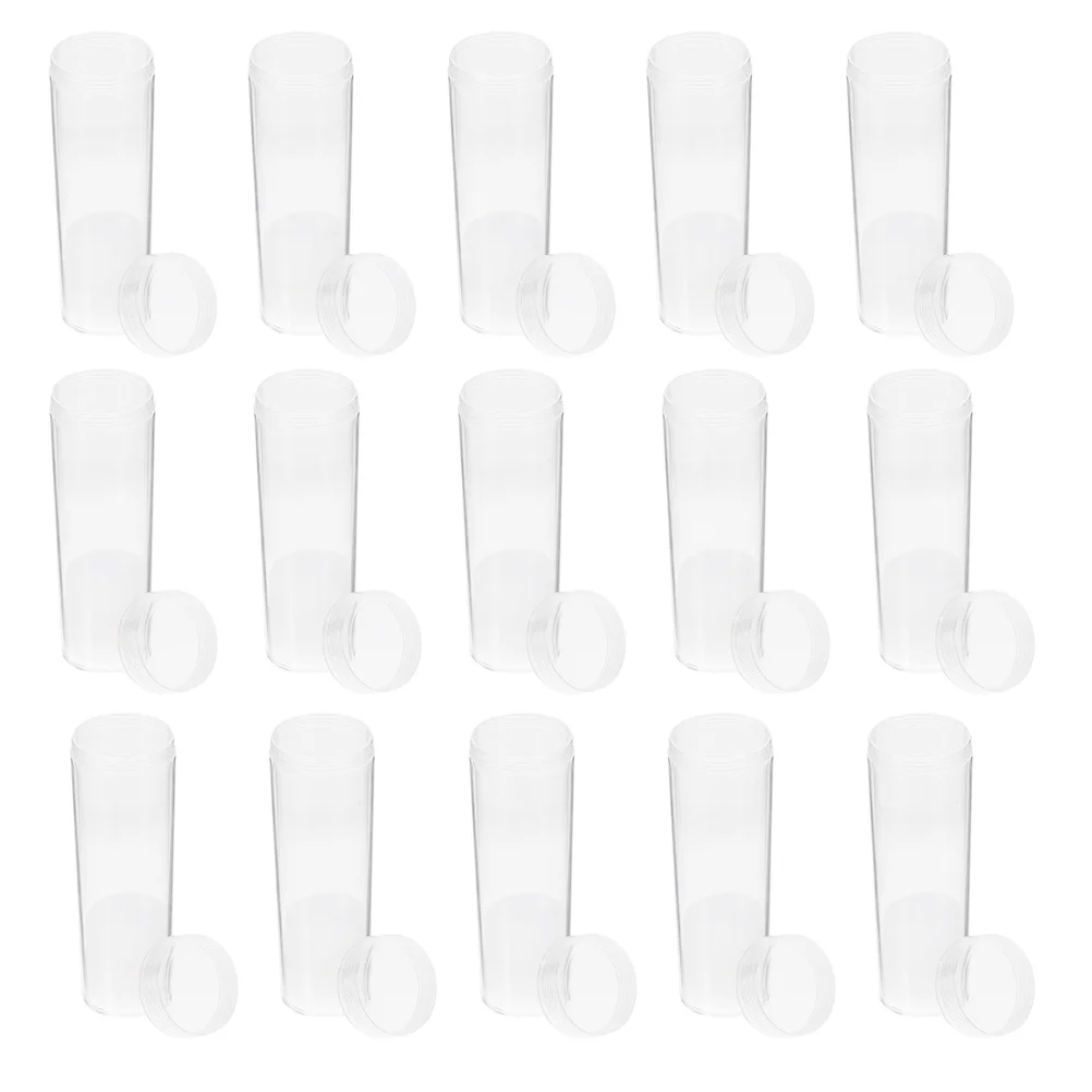

20Pcs Coin Storage Tubes Round Plastic 20.5mm Clear Coin Holders Collectors Organizer Protection Supplies Round Plastic Box