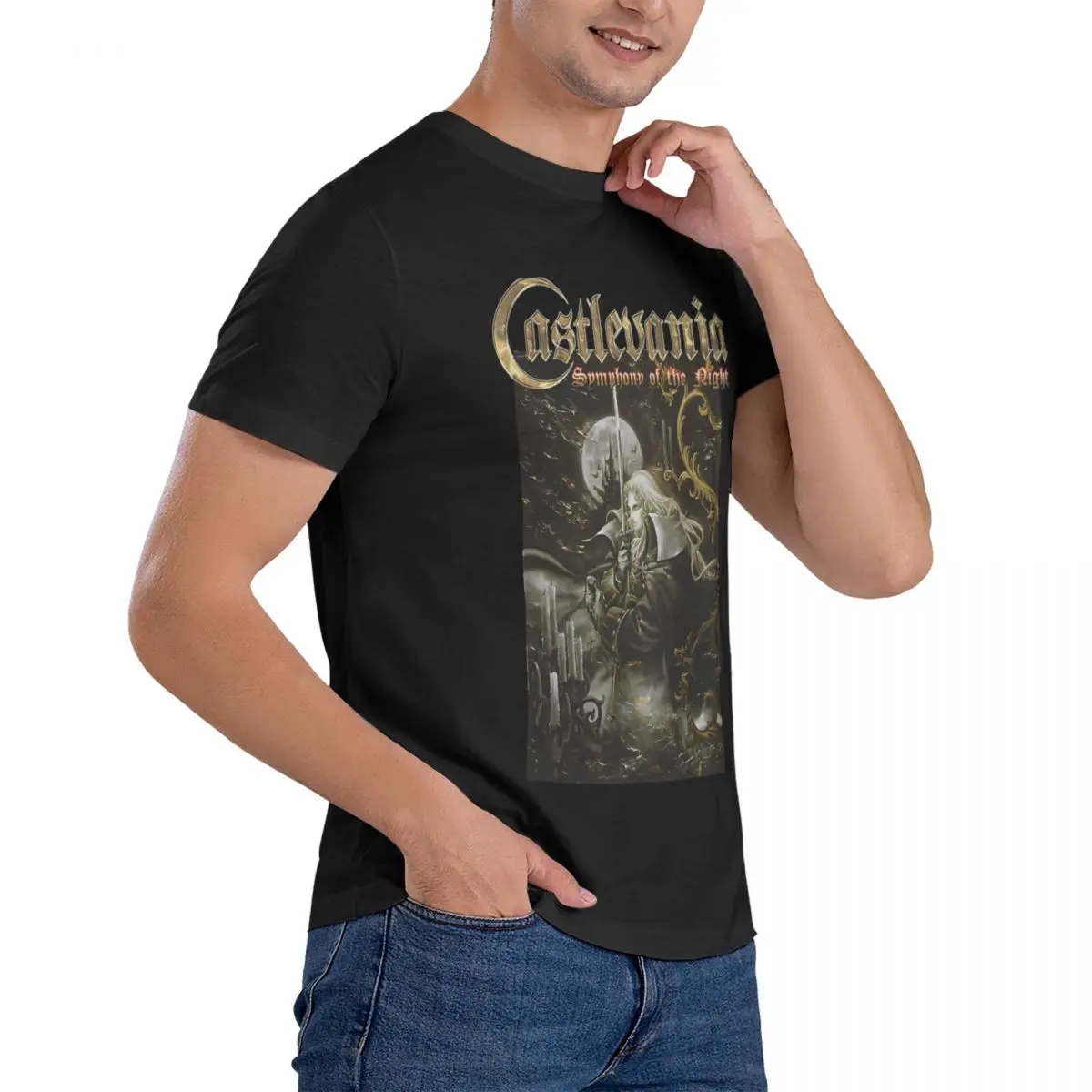 Vintage Castlevania Symphony Of The Night T-Shirt Men Crewneck Cotton T Shirt Castlevania Short Sleeve Tees 4XL 5XL 6XL Tops