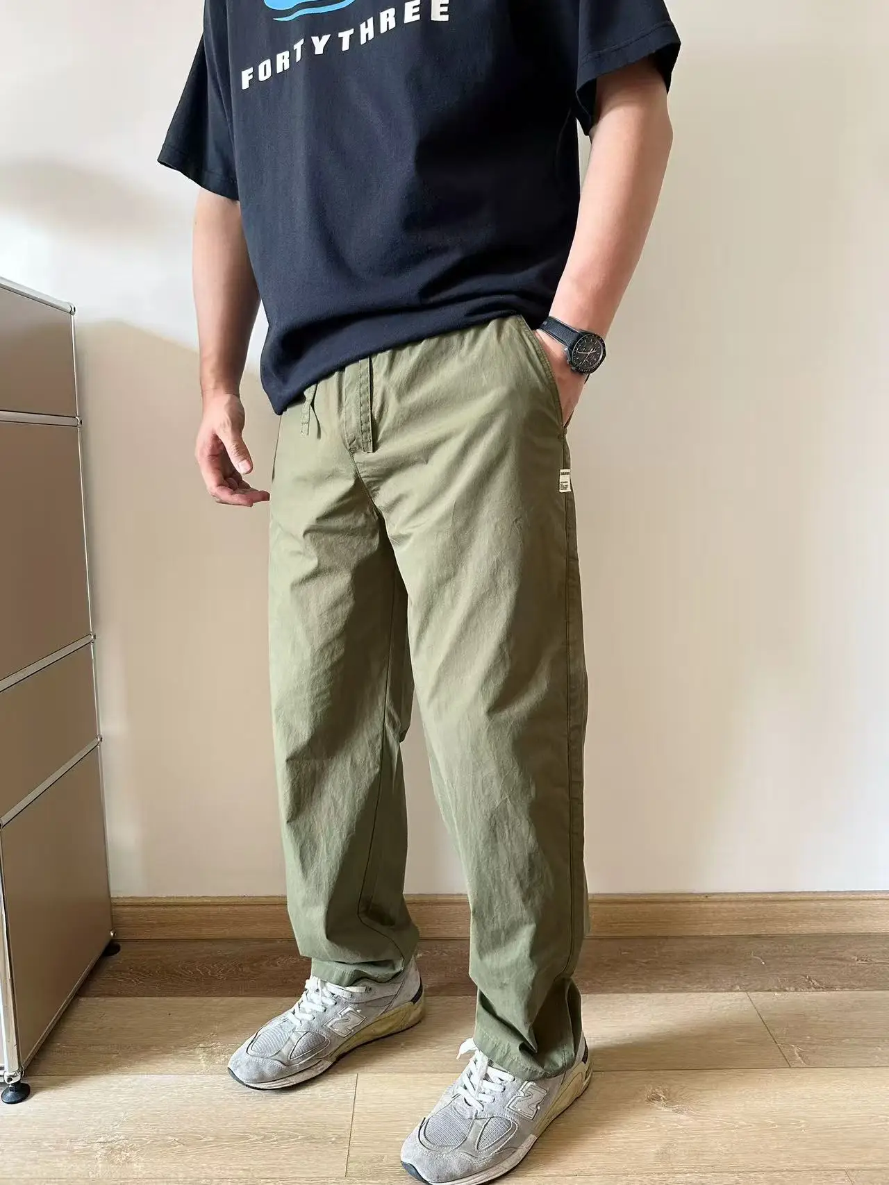 

Повседневные хлопковые мужские брюки в стиле Харадзюку, прямые рабочие брюки, весна-лето, новинка, дышащие, свободного кроя, длинные брюки