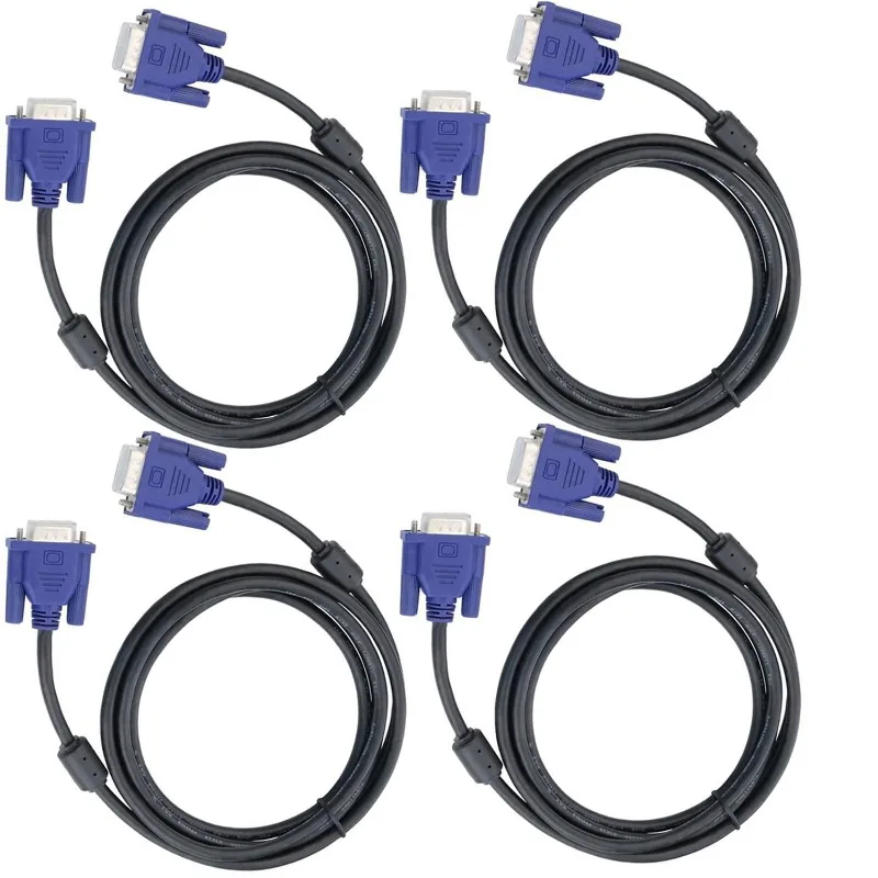 

4 упаковки кабеля VGA к VGA, 5 футов HD15 VGA разъем-удлинитель видеоразъема для монитора компьютера, экрана, проектора, ПК, ТВ