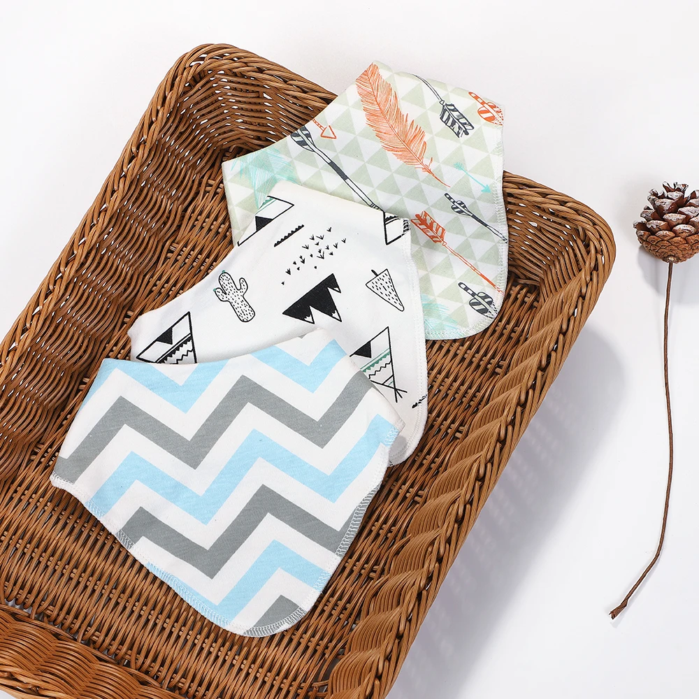 6 pçs/set babadores do bebê triângulo babadores de fibra de bambu dos desenhos animados impressão saliva toalha do bebê meninos meninas avental de alimentação babadores