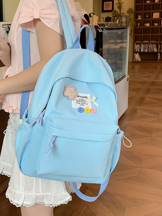 カンガルー-ユース-バックパック-軽量-スクールバッグ-女の子-小学校-中学校-かわいい-ブルー-子供用バックパック-負担軽減-デュアルストラップ