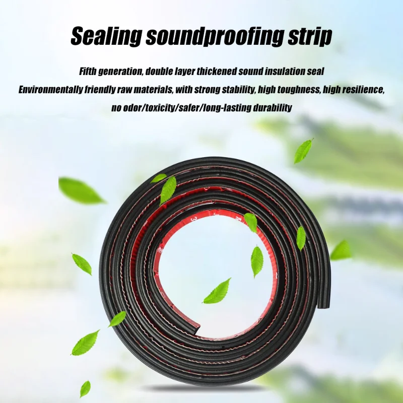 1/5m Car Door Rubber Seal Strip Soundproof Seals Universal Auto Hood Trunk Door Edge Noise Insulation Bar Seal Strips