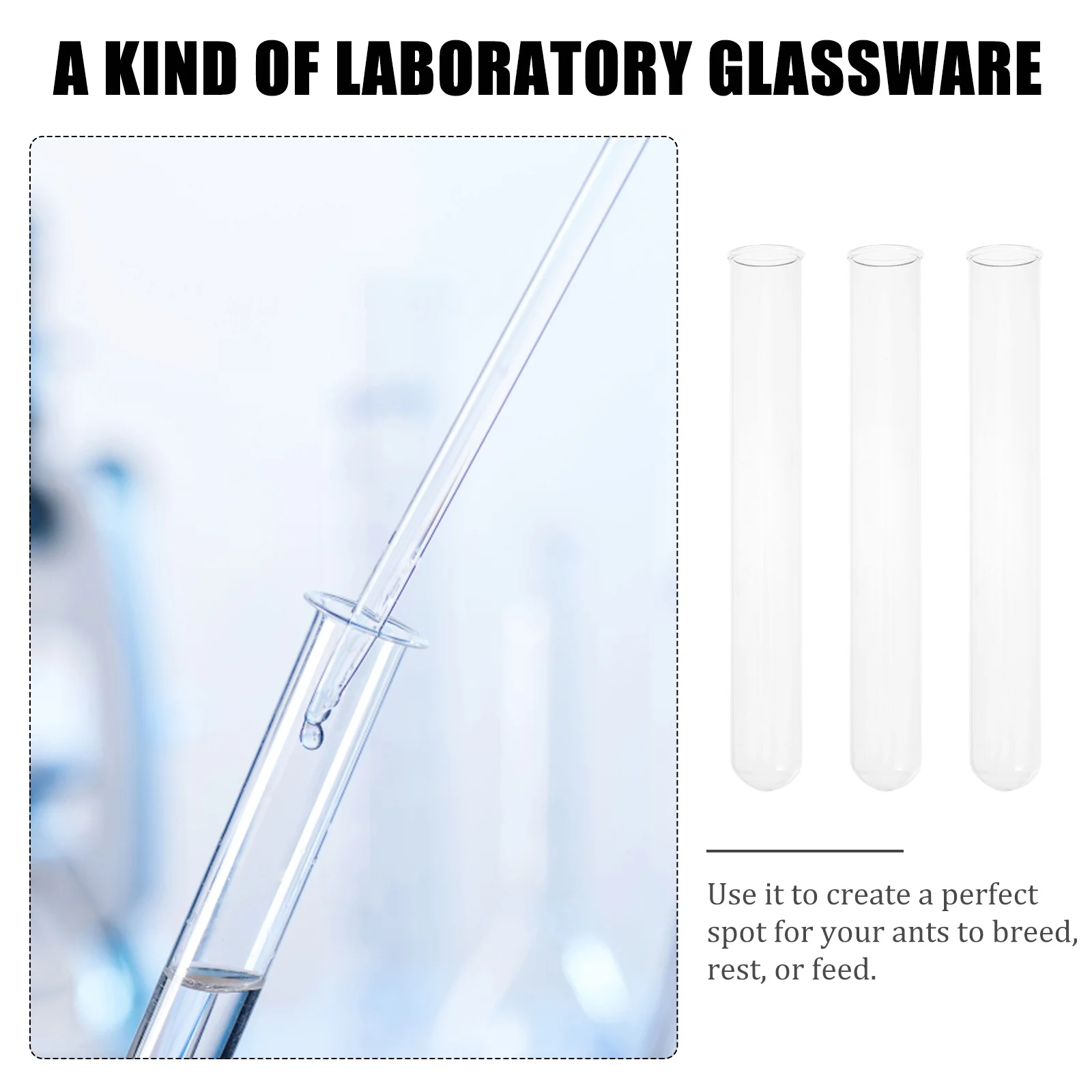 

10Pcs Glass Test Tubes Professional Clear Laboratory Bottles Suitable for Chemical Experiment Liquid Storage DIY Use