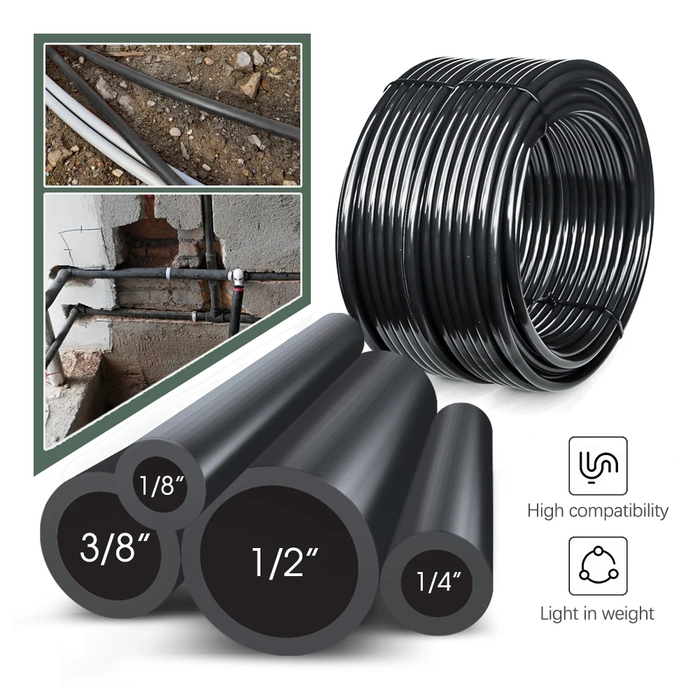 50-5 متر حديقة 1/4 ''5/8 مللي متر 3/8 "1/2'' خرطوم البولي ايثيلين الحرة لتقوم بها بنفسك البستنة نظام الري التلقائي اللكم جهاز قناة الري بالتنقيط