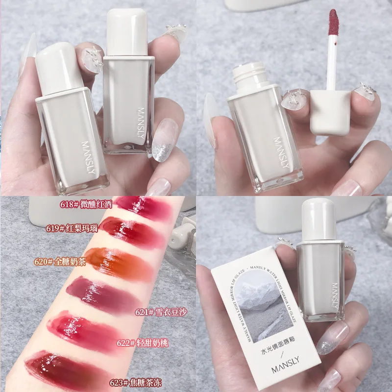 Spiegel Wasser Licht Lippen lack pflegende feuchtigkeit spendende lang anhaltende Farb wiedergabe seidigen Lippenstift Schönheit Lip gloss Make-up