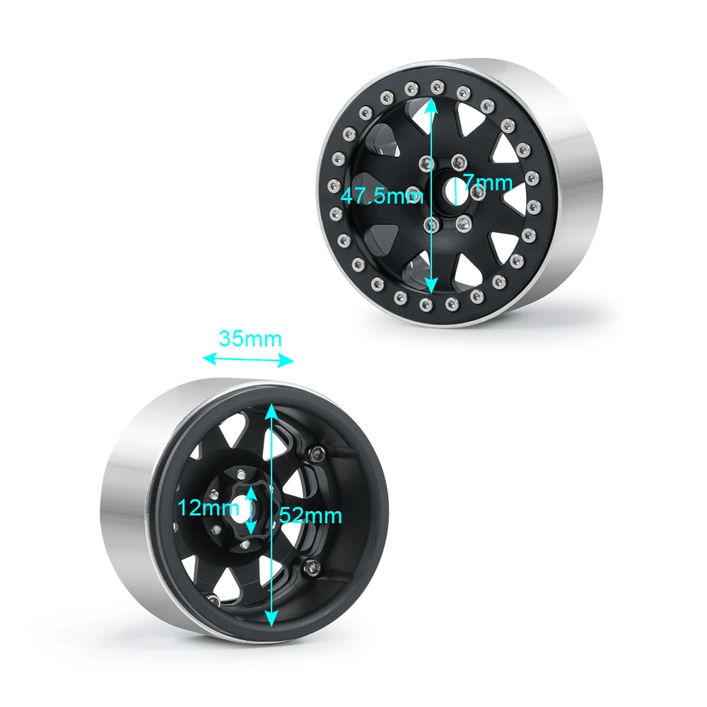 AXSPEED 4 Stück CNC-Aluminium 2,2 Beadlock-Felgennabe für 1/10 Axial SCX10 90046 Wraith 90018 TRX4 TRX6 D90