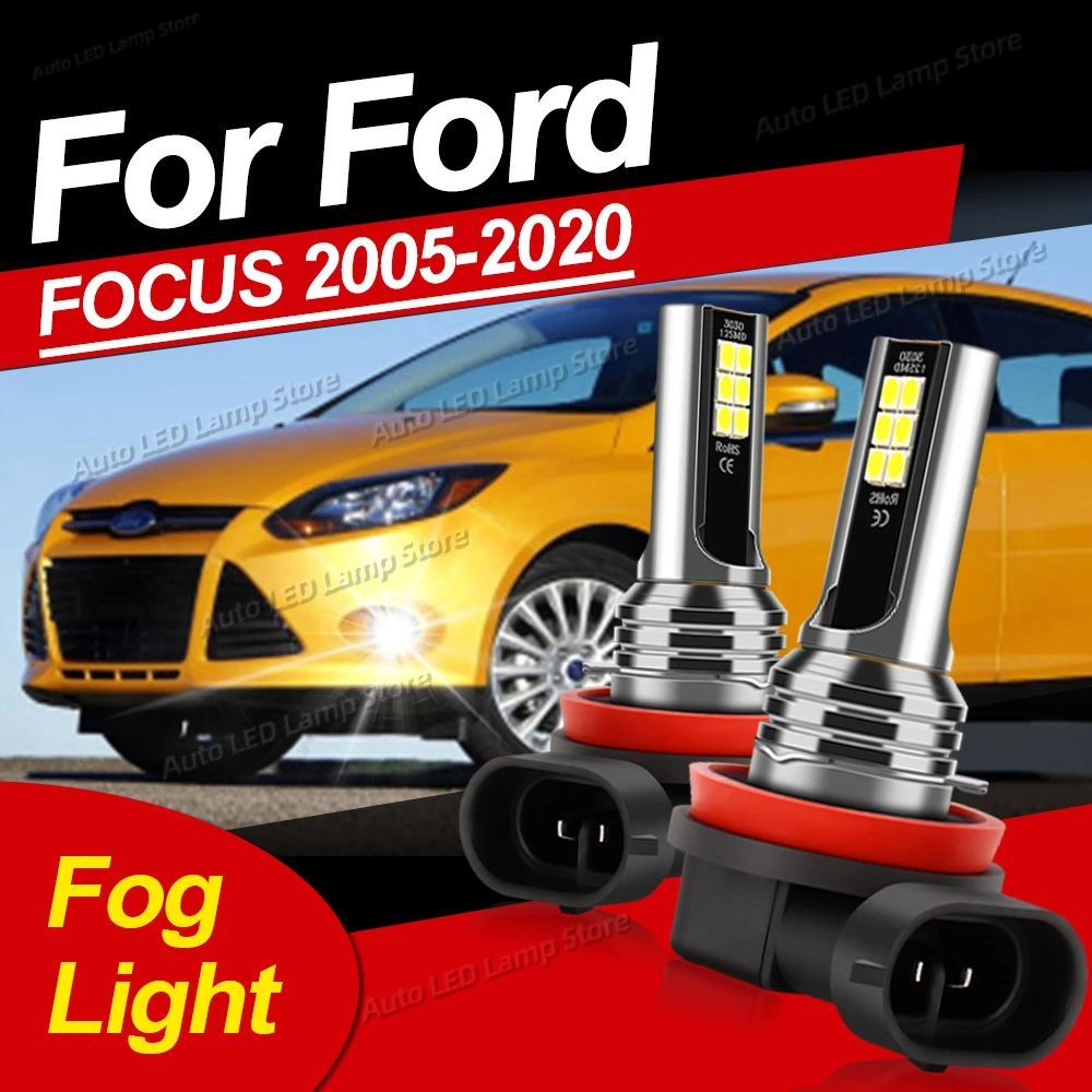 

2pcs Car LED Front Fog Light Bulbs 6000K Fog Lamp For Ford FOCUS 2005-2020 2006 2007 2008 2009 2010 2011 2012 2013 2014 2015