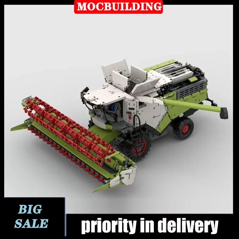 MOC Urban Technology Farm Harvester Tractor Model  Assembly Building Blocks Boy Car Toys Collection Gift