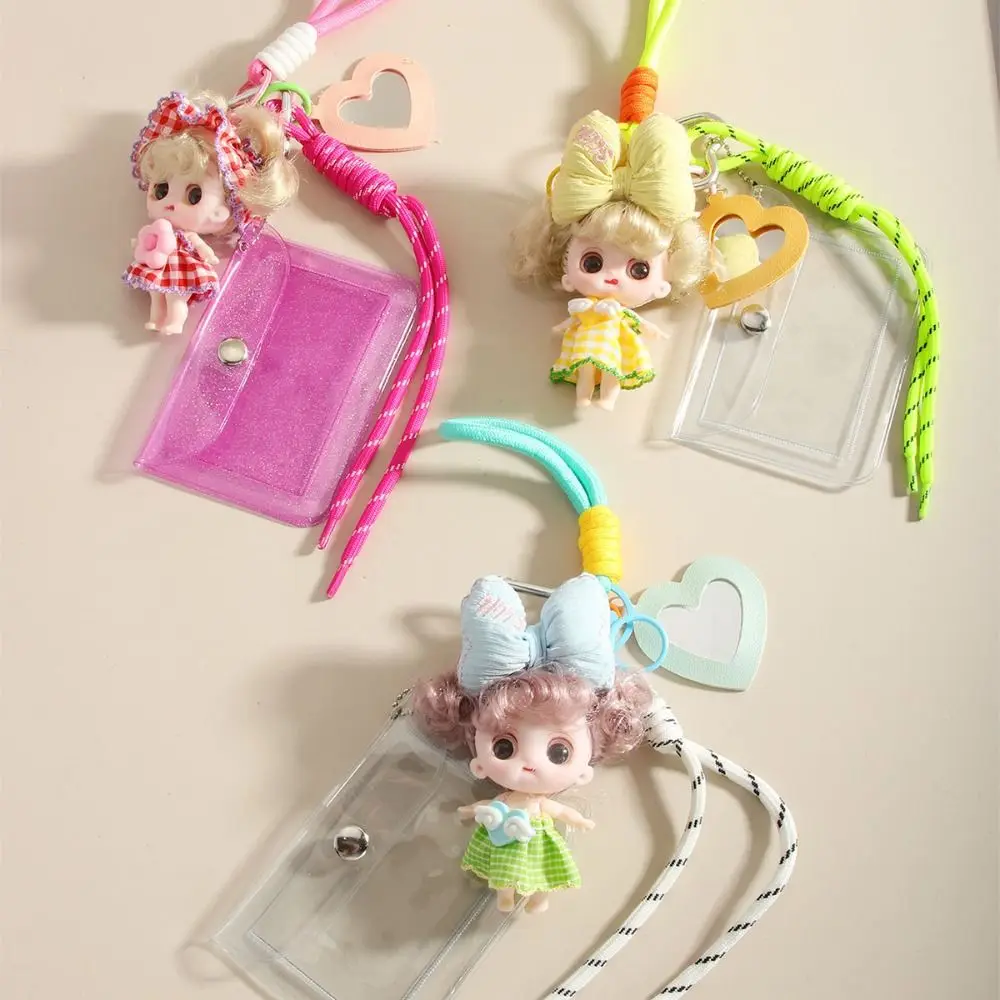 Portable Cartoon Doll Bag Pendant Plastic with Mini Mirror Coin Purse Colorful Bag Charm