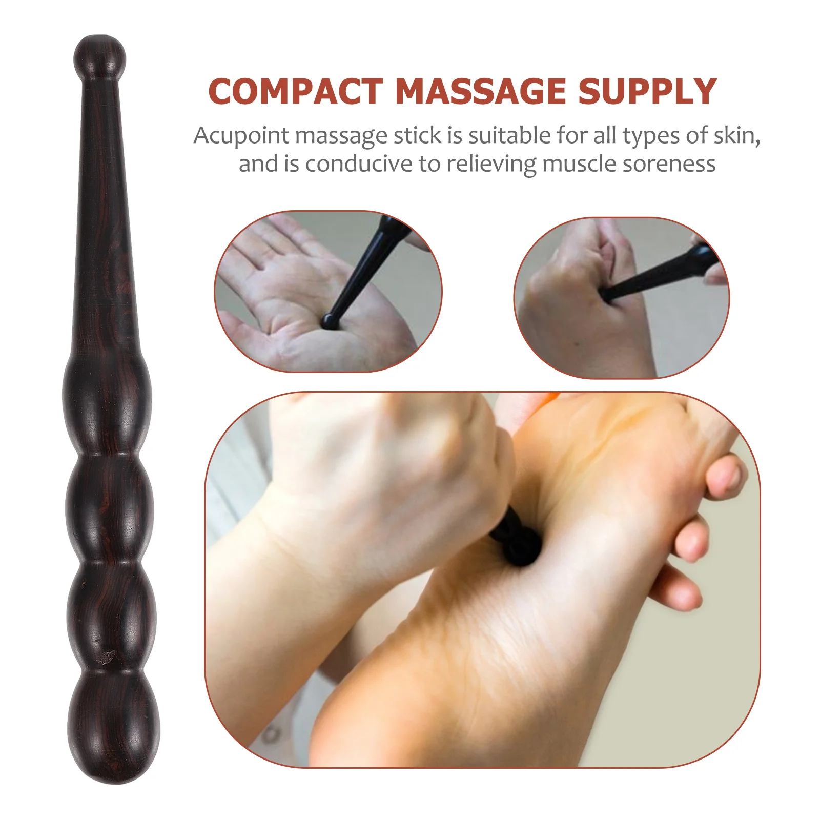 

1pc Wooden Massage Stick Premium Body Foot Massager Skin Care Tool Portable Acupoint Therapy Handheld For Home Beauty Salon