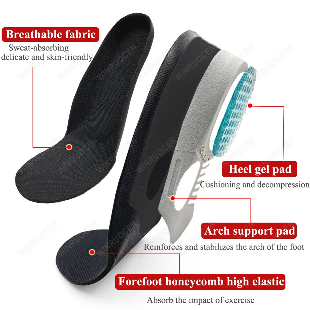 Grijs/Zwart Premium High Arch Ondersteuning Orthopedische Gel Inlegzolen Voor Fasciitis Plantaris Unisex Platte Voet Gezondheid Zool Pad Schoenen insert