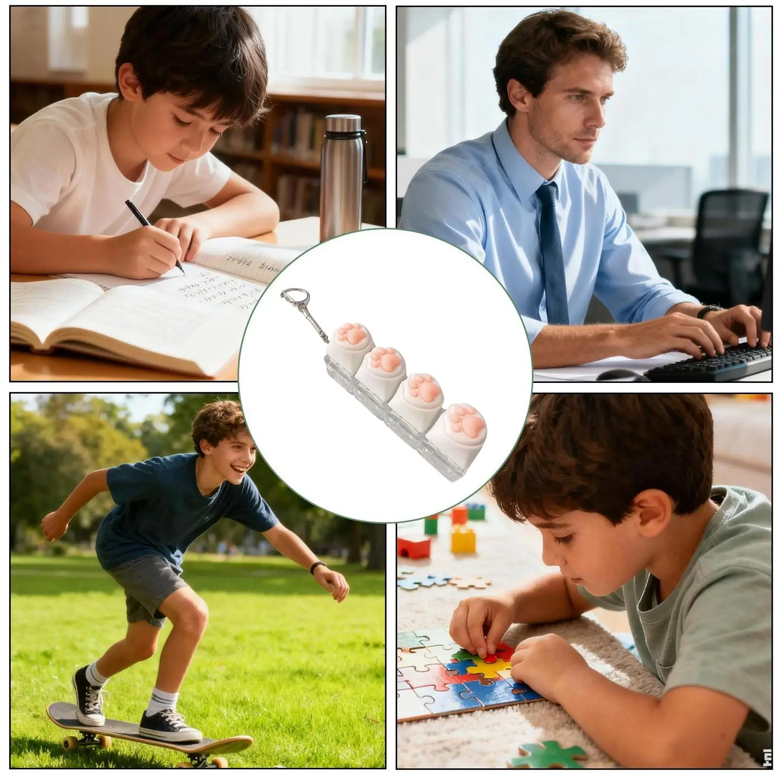 Keyboard Fidget Toys Cat Paw Keycap Keychain Stress Relief Fingertip Gadget Decompression Toys Clicker Fidget Toy