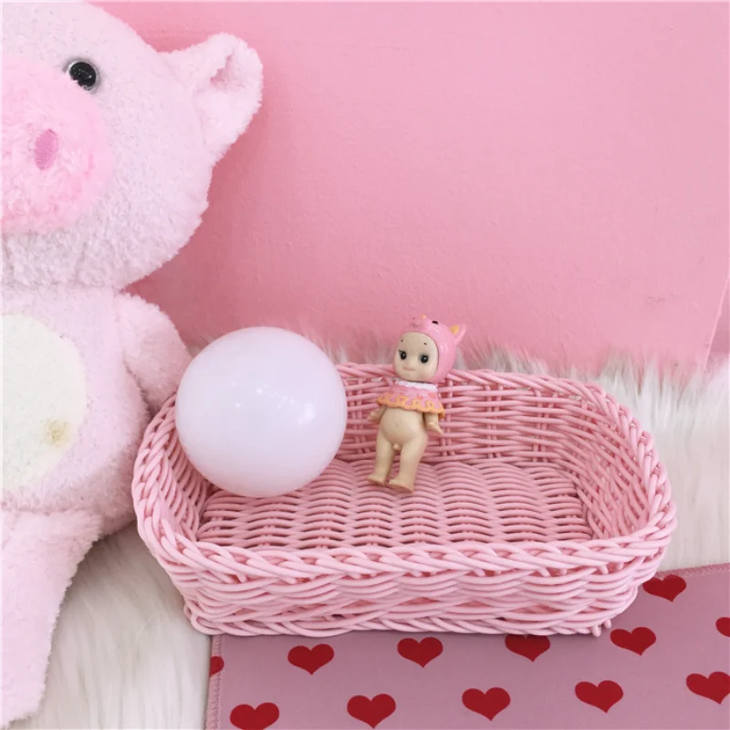 

Nordic Storage Fruit Basket Love Heart Shape Basket Desktop Sweet Color Basket Photo Props for Home Storage Decoration Basket