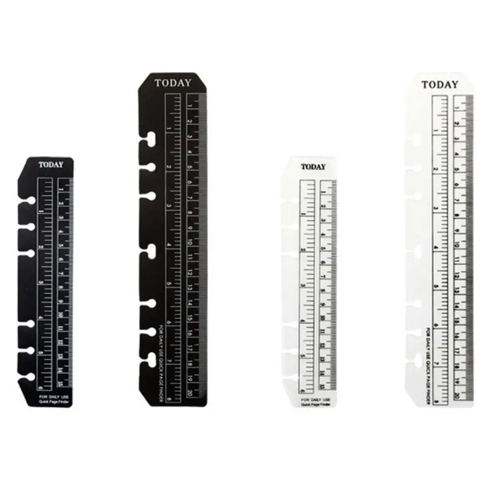 PVC Loose-leaf Notebook Bookmark Transparent Black Separator Page Bookmark Ruler Multi-Function Soft 6-Hole Scale Ruler A5