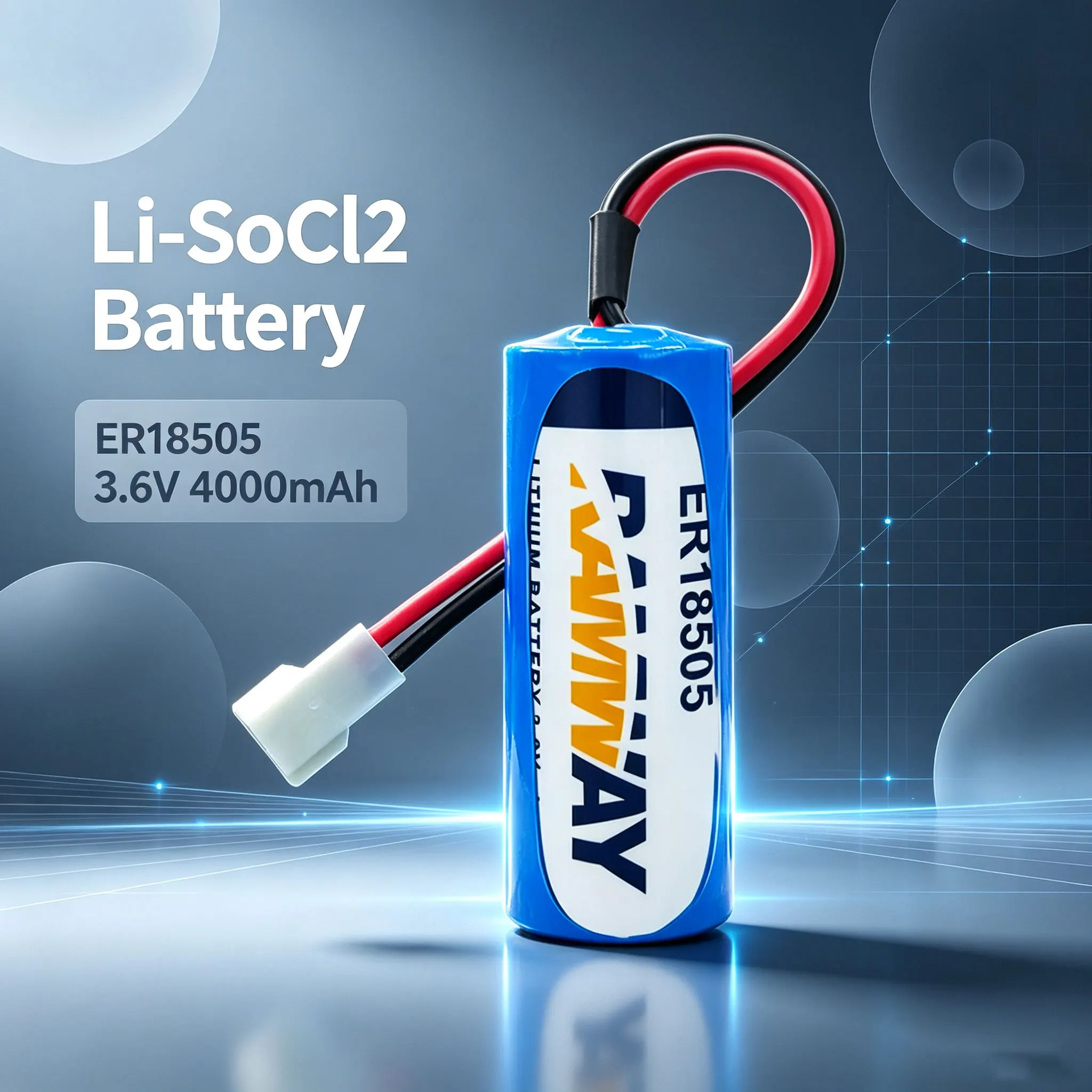 ER18505 3.6V lithium thionyl chloride battery, industrial servo encoder, flow meter, gas meter, smoke alarm