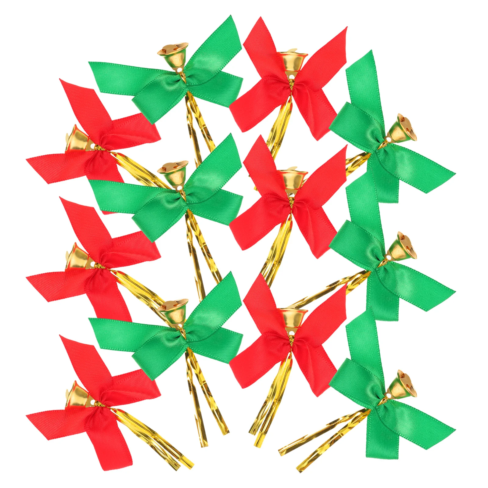 

20pcs Christmas Bow With Bells Mini Bowknot Ornament Xmas Wreath Craft Tree Hanging Decor Ribbon For Wrapping Crafts Garlands