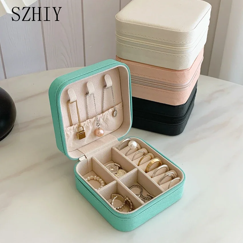 Mini Jewelry Storage Box Portable Travel Trinkets Jewelry Box Compact Ring Bag Women's Earring Ring Bracelet Decoration Box New