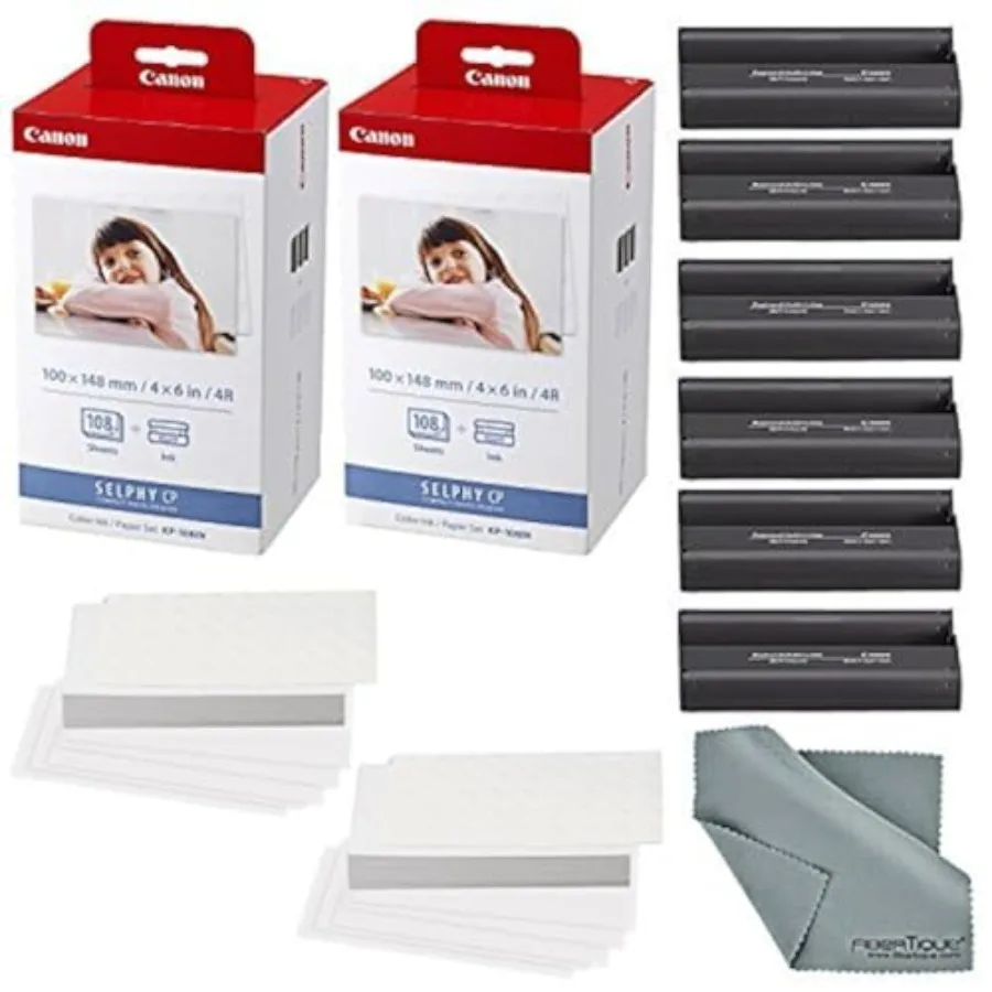 

KP-08IN Color Ink 08 Sheet 4x6 Paper Set -Pack Bundle with Microfiber Cleaning Cloth (3 Items