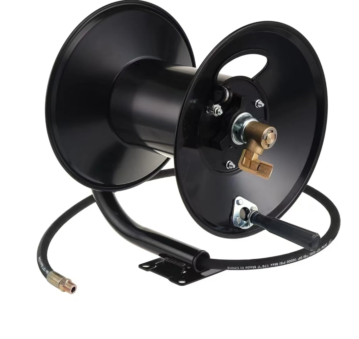 Heavy Duty Power Wall Mounted Manual 100ft 200ft Pressure Washer Hose Reel for Car Wash Sewer Cleaner Hose Storage