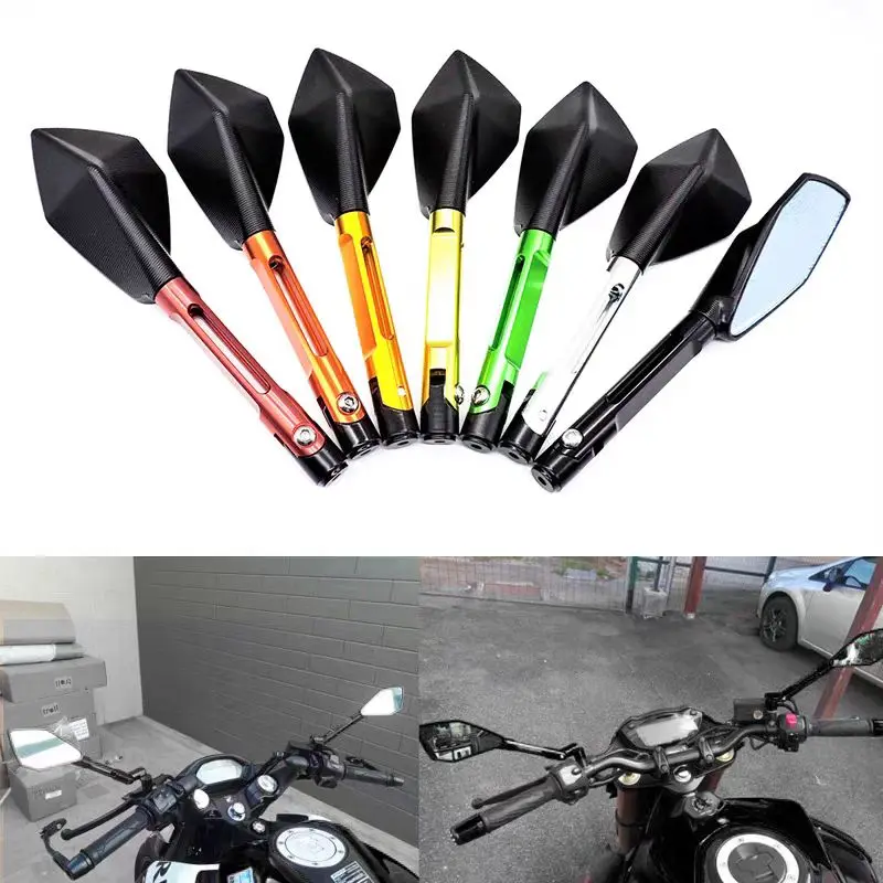 

1 Pair Motorcycle Long Pentagonal Rearview Mirrors for Bicycles Scooters Street Bikes Universal Modified Reversing Side Mirror