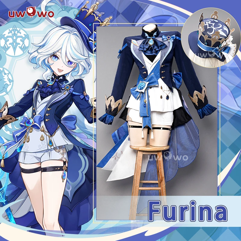 UWOWO-Disfraz de Cosplay de Genshin Impact, traje de juego de Focalors Hydro Archon Fontaine Rococo Furina, en STOCK