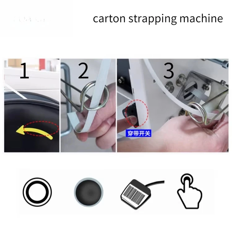 Semi-Automatic Electric PP Belt Packing Machine for Paper Box Strapping with Automatic Motor and PLC Core Components